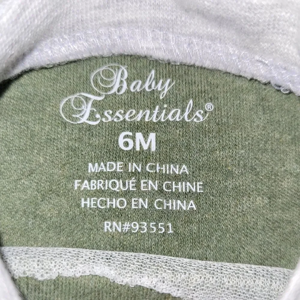 Baby Essentials Size 6 Months Green Football Camo Outfit